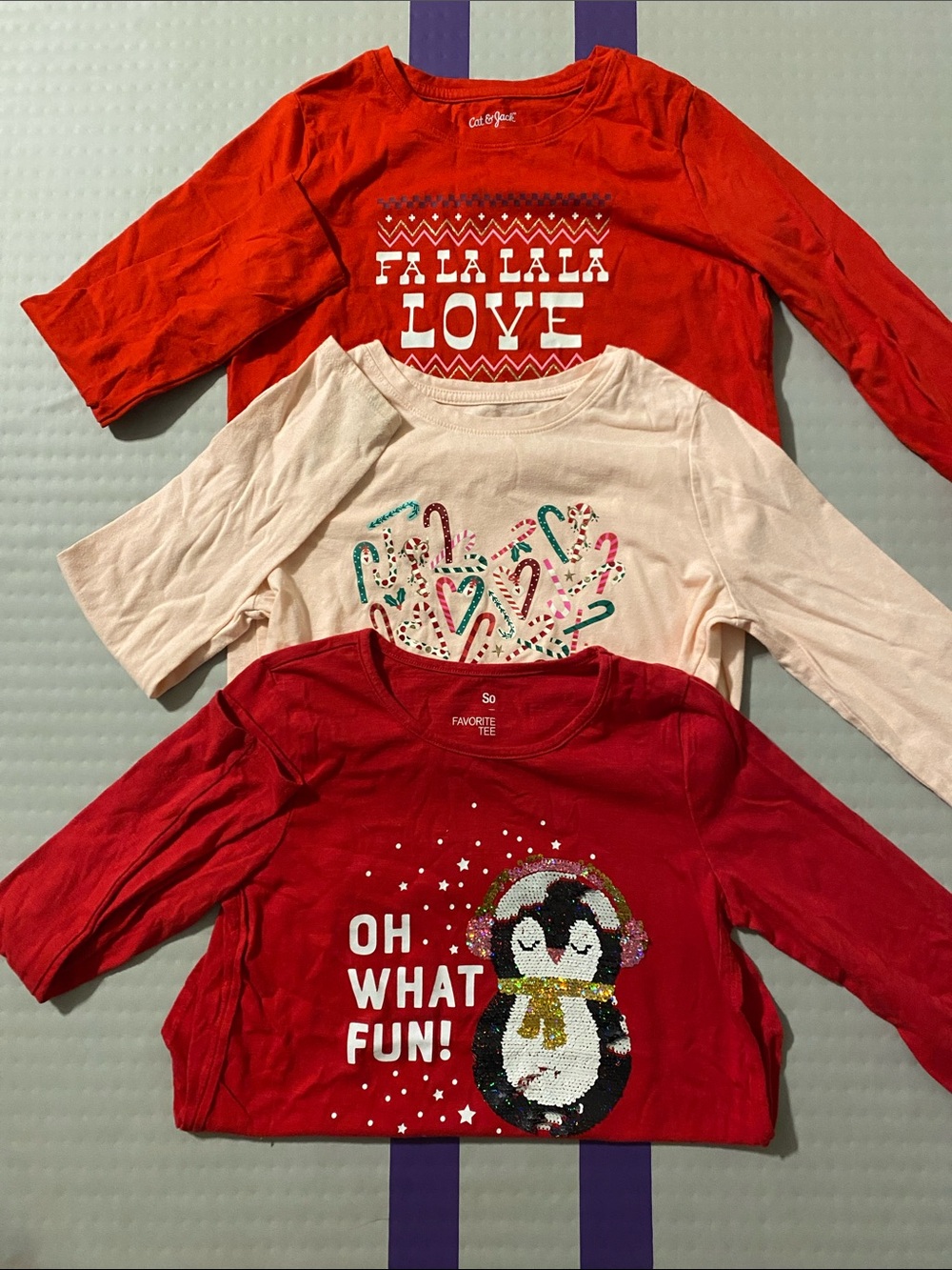 Holiday Graphic Long Sleeve Tees - 3-pack